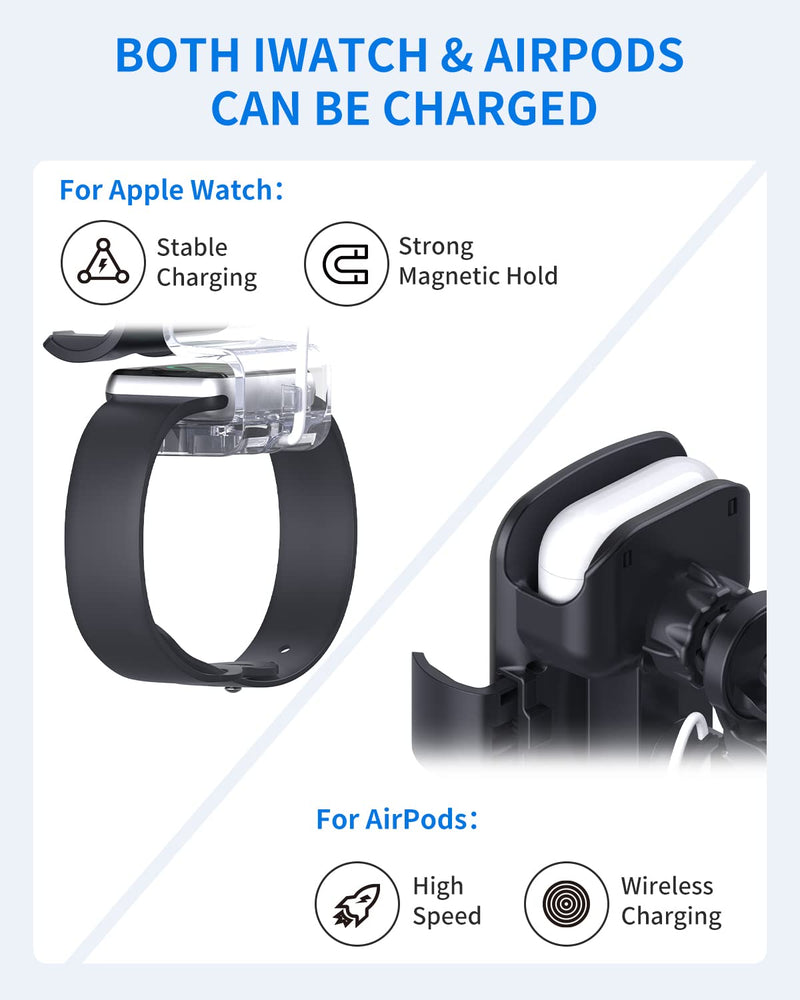  [AUSTRALIA] - 3 in 1 Wireless Car Charger, Car Charger Mount for iPhone/Airpods/Apple Watch, Air Vent Dashboard Car Phone Holder for iPhone 14/13/12/11/X/8, Apple Watch SE 7/6/5/4/3/2, AirPods 3/2/Pro