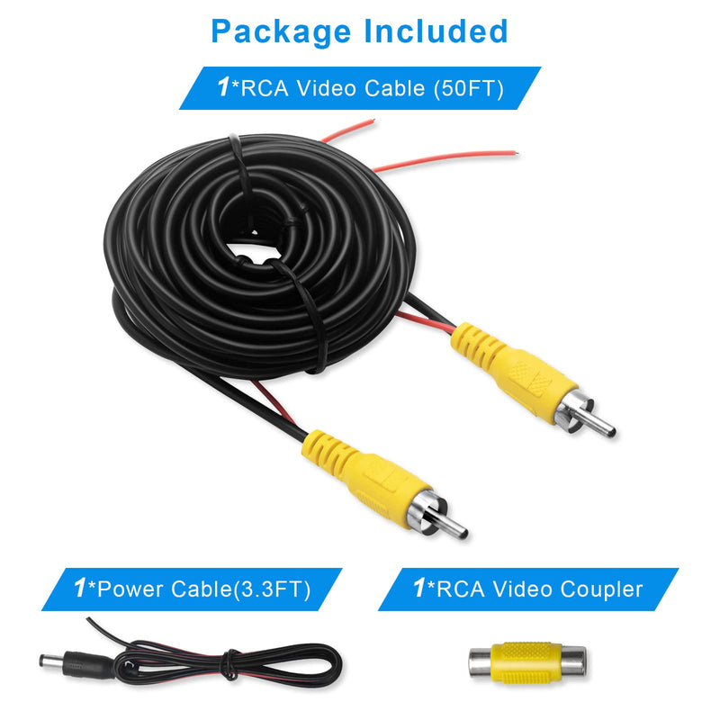  [AUSTRALIA] - LBW Premium Backup Camera RCA Video Cable, Car Reverse Rear View Parking Camera Video Cable with Detection Wire (33FT/10 Meters), RCA Video Cable for Monitor and Backup Rear View Camera Connection