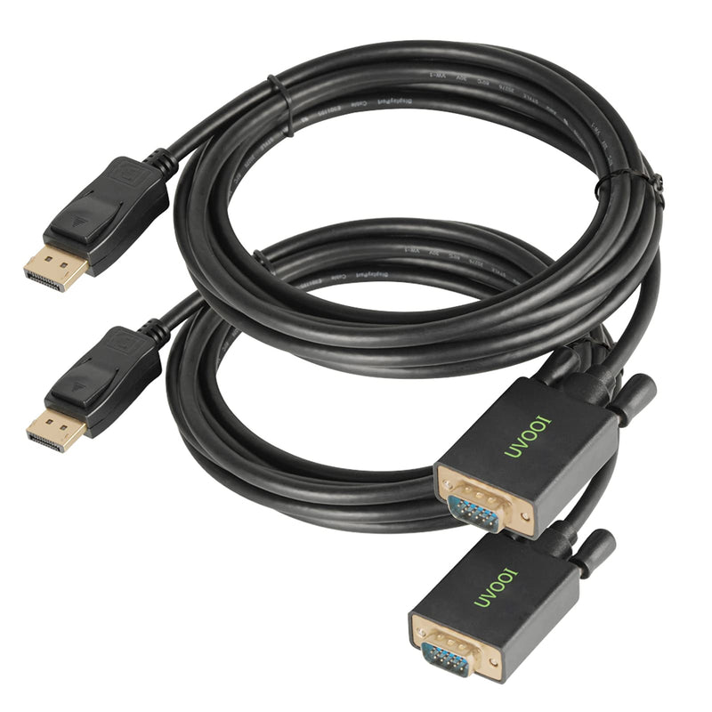  [AUSTRALIA] - DisplayPort to VGA Cable 10 Feet 2-Pack, UVOOI Gold Plated Display Port DP to VGA Monitor Cable Adapter 10ft Male to Male