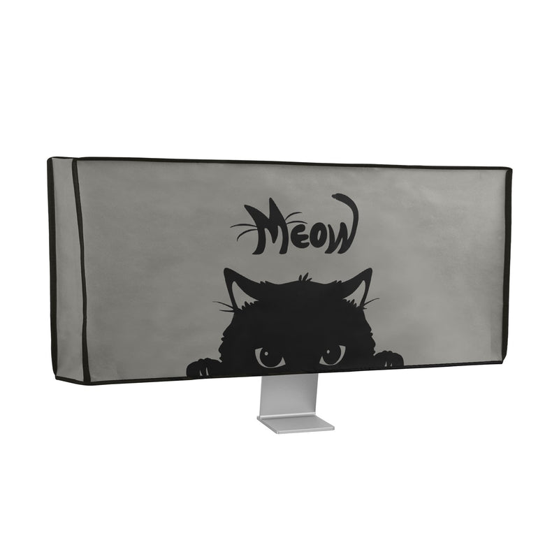  [AUSTRALIA] - kwmobile Computer Monitor Cover Compatible with 34-35" monitor - Meow Cat Grey / Black Meow Cat 22-01