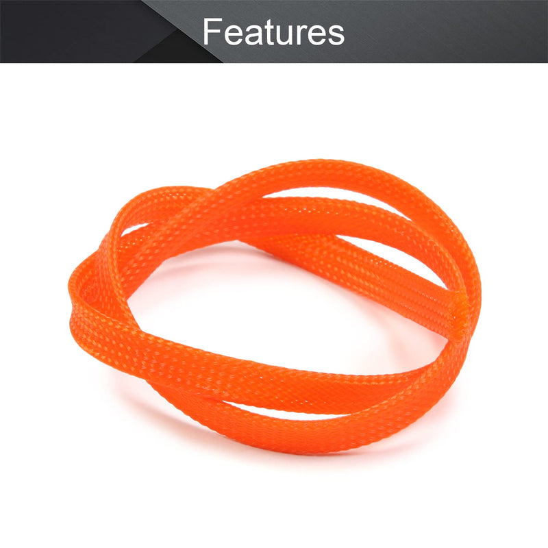  [AUSTRALIA] - Othmro 0.5m/1.64ft PET Expandable Braid Cable Sleeving Flexible Wire Mesh Sleeve Orange