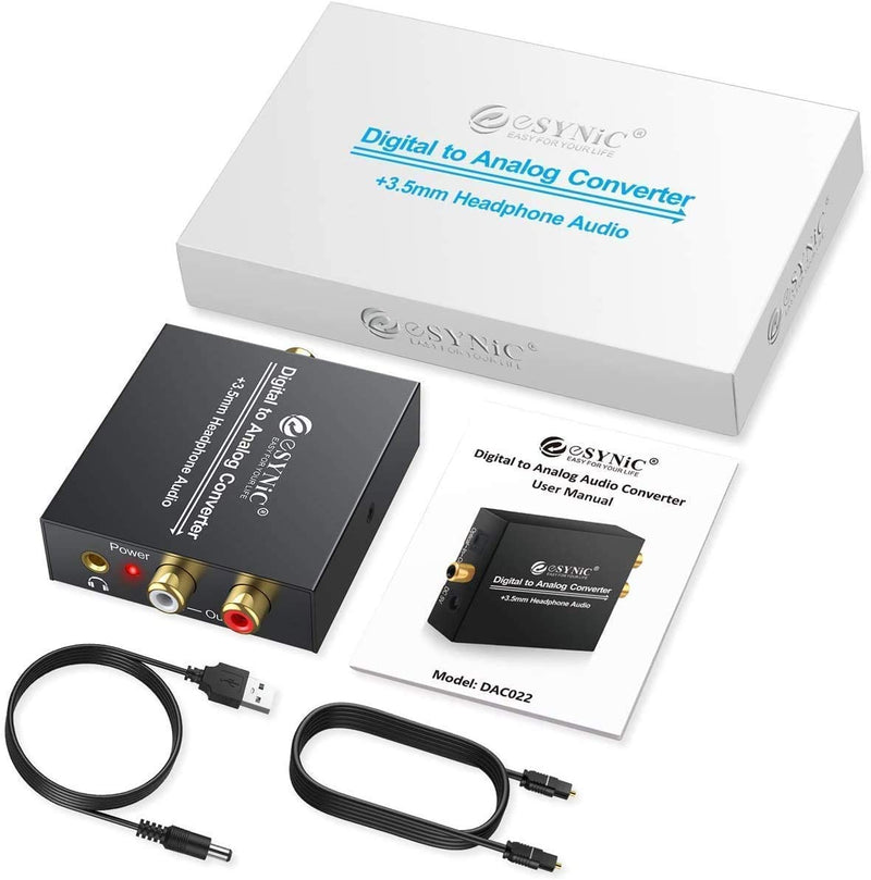  [AUSTRALIA] - eSynic Digital to Analog Converter + Bluetooth V5.0 Transmitter 192kHz DAC Converter