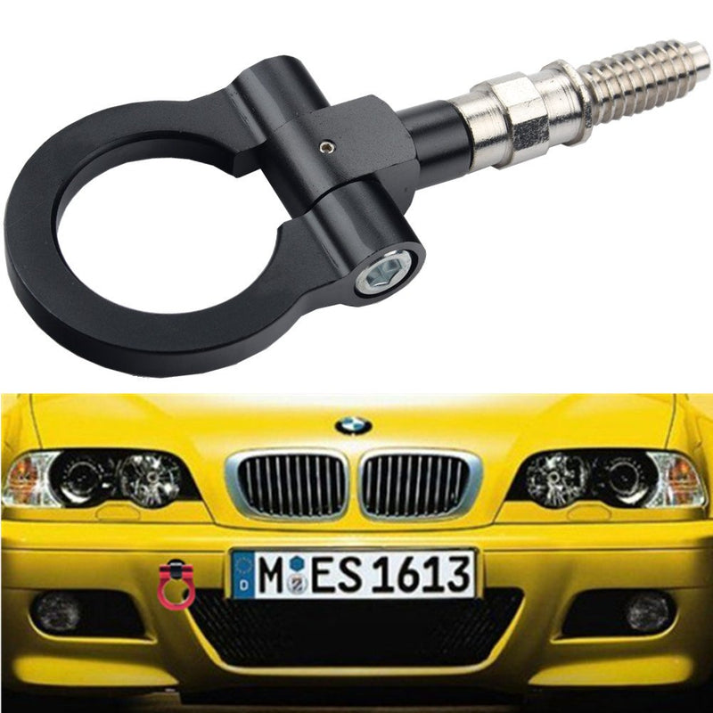 DEWHEL JDM Aluminum Track Racing Front Rear Bumper Guard Auto Trailer Ring Hook Eye Towing Tow Hook Kit Black Screw On for BMW 1 3 5 Series X5 X6 E36 E39 E46 E82 E90 E91 E92 E93 E70 E71 Mini Cooper - LeoForward Australia