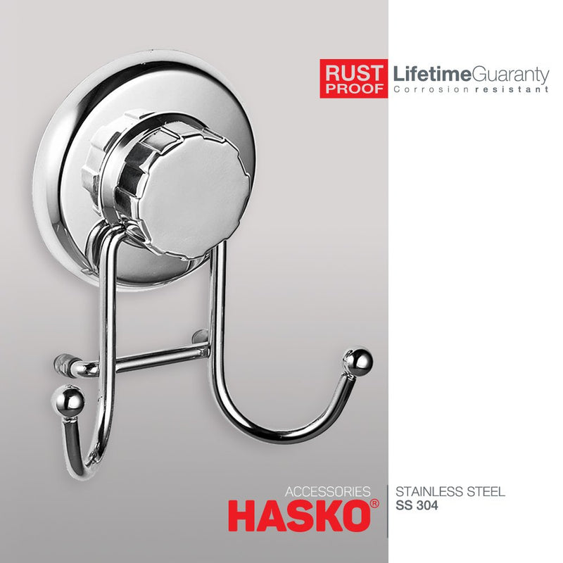 HASKO accessories - Powerful Vacuum Suction Cup Hooks Holder for Towel, Robe and Loofah - Stainless Steel Hook for Bathroom and Kitchen (Chrome) - LeoForward Australia