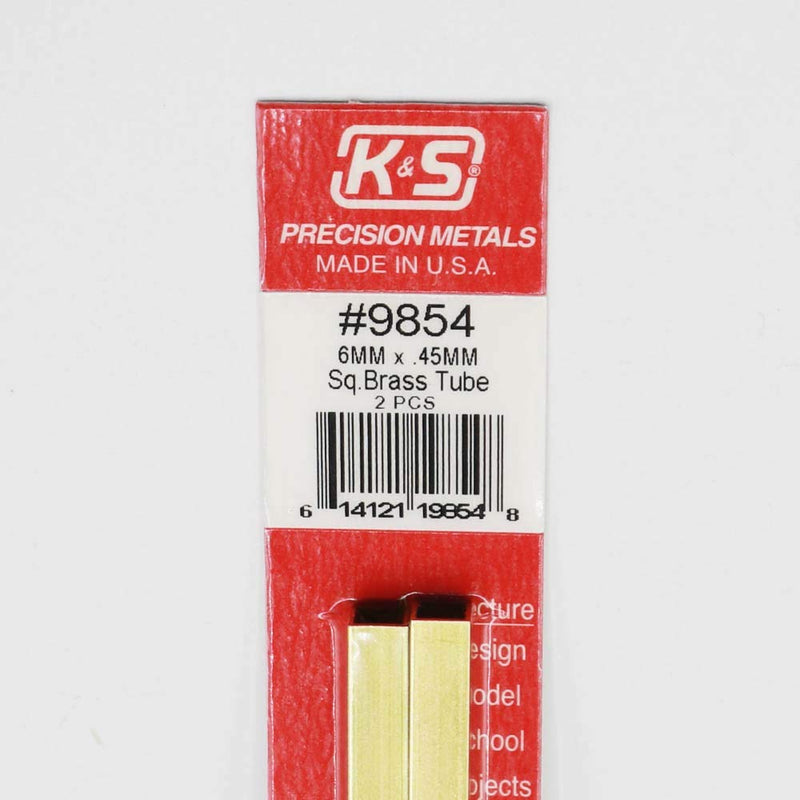 K&S Precision Metals 9854 Square Brass Tube, 6mm X 6mm X .45mm Wall Thickness X 300mm Long, 2 Pieces per Pack, Made in The USA - LeoForward Australia