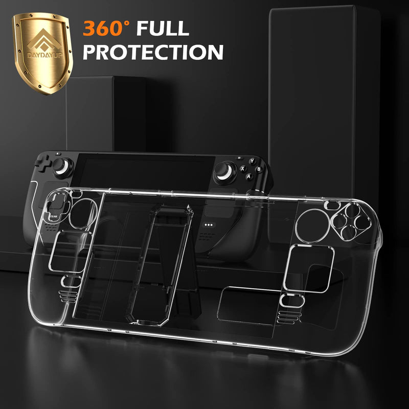  [AUSTRALIA] - Daydayup Kickstand Protective Case for Steam Deck, Cover Protector with Stand Base, Full Protective Cover Case Compatible with Vavle Steam Deck Accessories, Non-Slip and Anti-Scratch Design, Clear