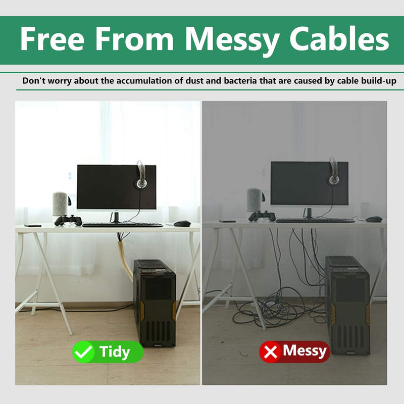  [AUSTRALIA] - StangH Cable Management Sleeve Organizer - 19 Inch Home and Office Zip-up Cable Sleeve Wire Organizer Flexible Cord Concealer Wrap, Electrical Cord Covers for TV/Computer/Desk, 4 Pieces -Beige 19"L x 3.5"W-4PACKS Beige