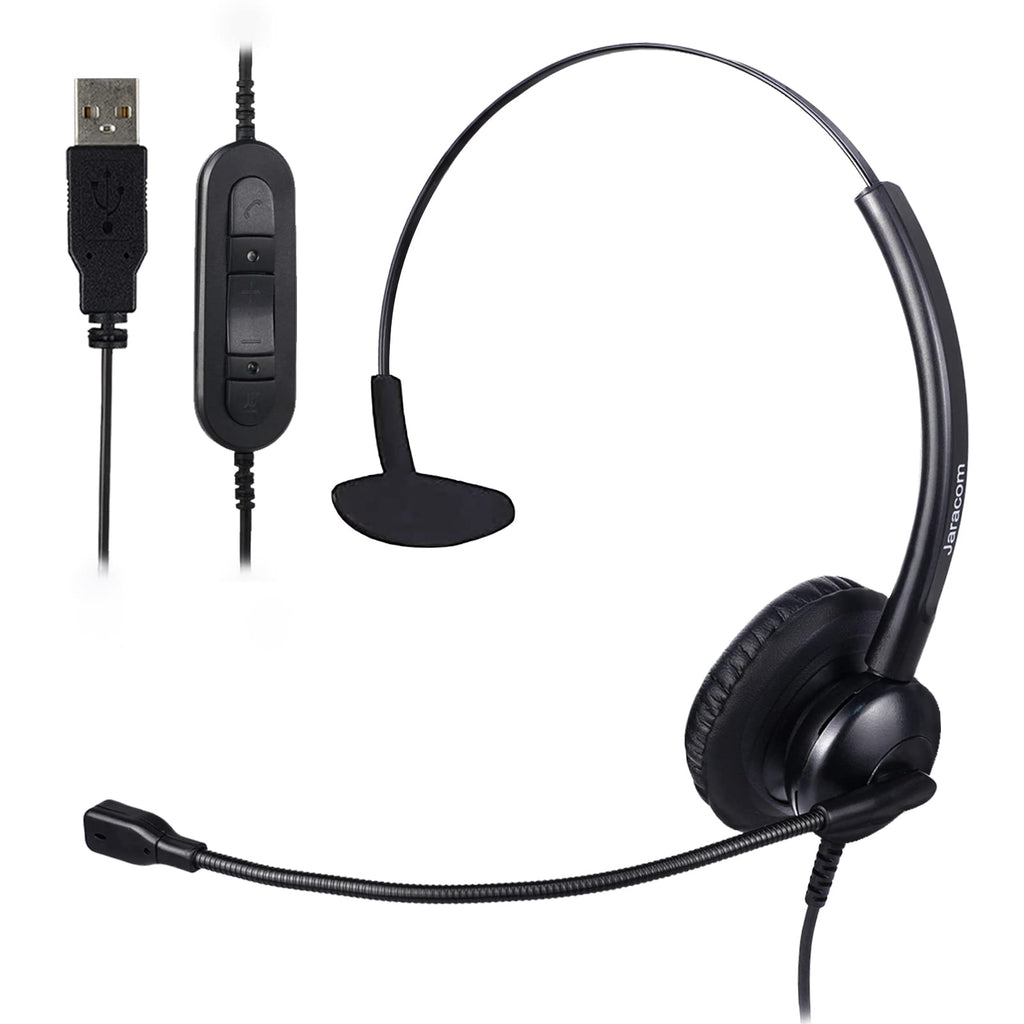  [AUSTRALIA] - Jaracom USB PC Headset with Microphone Noise Cancelling and Volume Controls, One Ear Telephone Headset for Business Skype Lync Softphone Call Center, Crystal Clear Voice, Super Light Cozy Headset