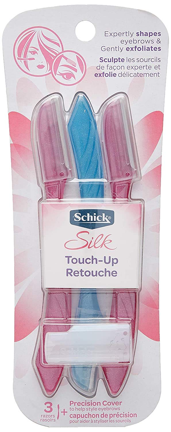 Schick Hydro Silk Touch-Up Multipurpose Exfoliating Dermaplaning Tool, Eyebrow Razor, and Facial Razor with Precision Cover, 3 Count (Packaging May Vary) - LeoForward Australia