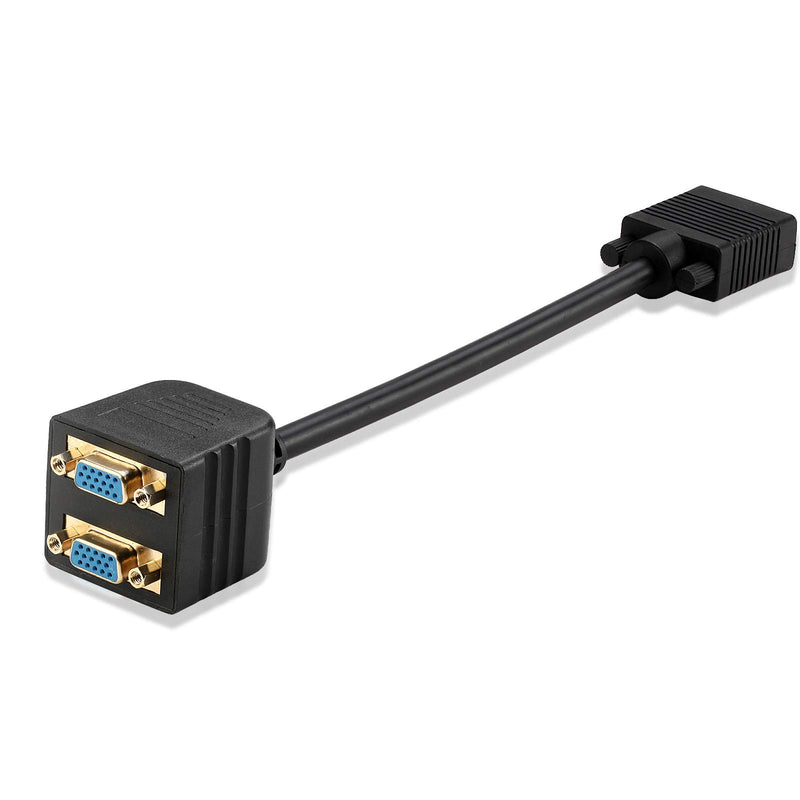 VGA Splitter Cable 1 Male to 2 Female Adapter Monitor Y Splitter Cable 25cm Black Can't Connect Two at The Same time - LeoForward Australia