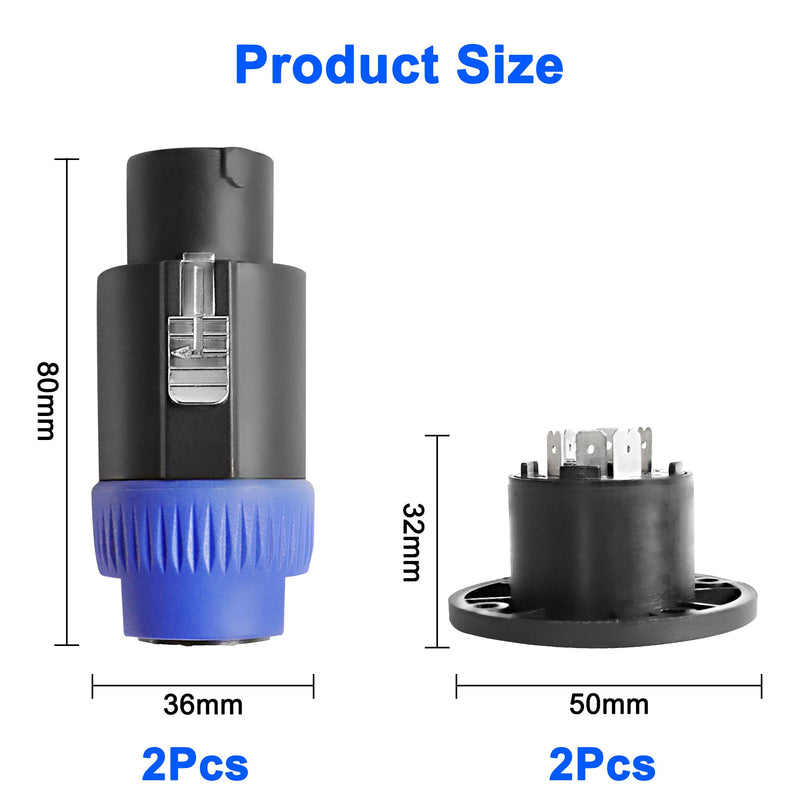  [AUSTRALIA] - MEIRIYFA 8 Pole Speakon Connector Plug,NL4 Speak-On 8 Pin Male Audio Speaker Twist Lock Plugs and Female Panel Mount Plug Adapter for NL8FC, NL8FX, NLT8X, NL8FC, NL8FX (2Pack)
