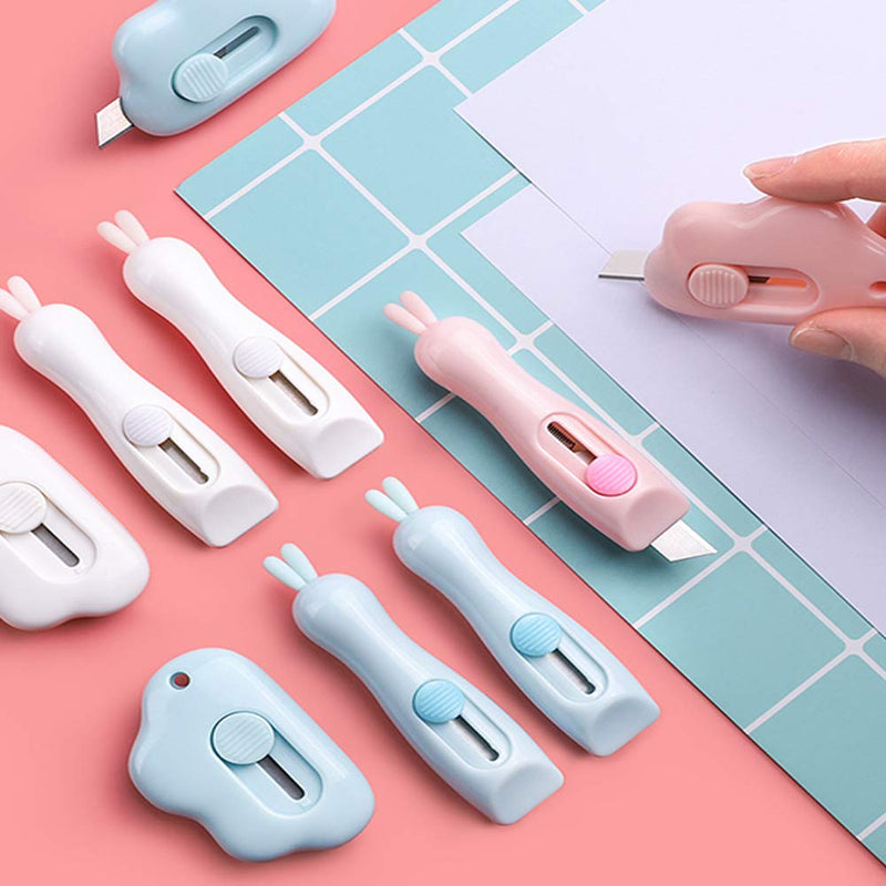  [AUSTRALIA] - 12PCS Cute Retractable Knife, Portable Utility Knife with Holes, Letter Openers Mini Box Cutter, Cloud Shape Stationery Knife