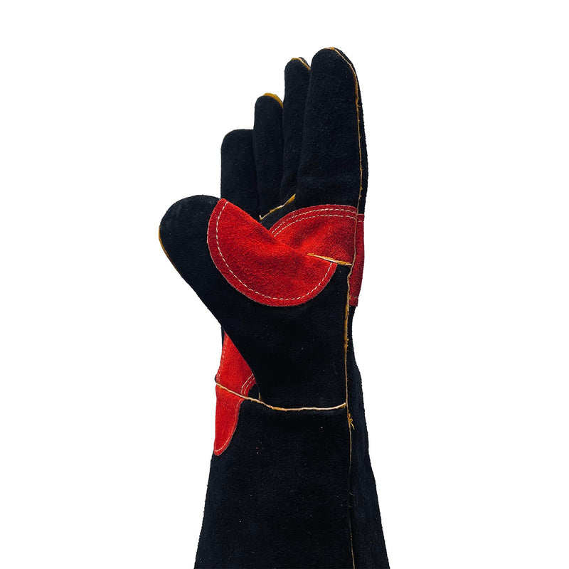  [AUSTRALIA] - APEXSAFE Leather Forge Welding Gloves,Heat / Fire Resistant,Mitts for Tig,Mig,BBQ,Oven,Grill,Fireplace,Baking,Furnace,Stove,Pot Holder,welder,Animal Handling Glove.Black - 16 inches