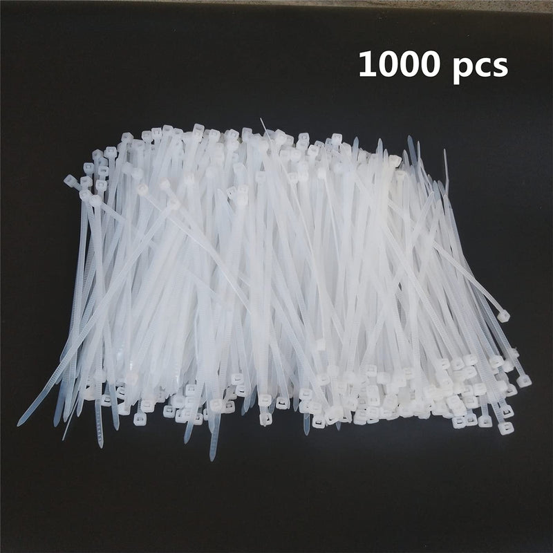  [AUSTRALIA] - 1000 pcs 4 inch Cable Zip Ties Heavy Duty, Premium Plastic Wire Ties with 18 LBS Tensile Strength, UV Resistant Cable Ties, Self-Locking White Nylon Tie Straps 4 inch ( 3 x 100mm )