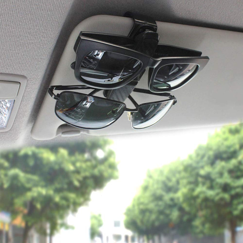  [AUSTRALIA] - FineGood 2 Pack Glasses Holders for Car Sun Visor, Glasses Holder Clip with Rhinestones Crystal Fashion Biling Sunglass Eyeglass Mount Hanger-Sliver & Balck