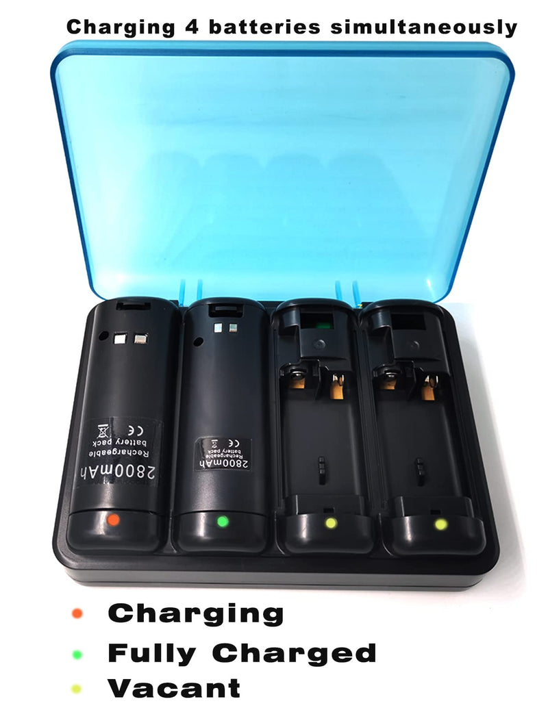  [AUSTRALIA] - YZgame Battery Charger Station for Wii U & Wii Remote Wii Controller Battery Charging Dock with 4pcs Battery 2800 mAh Charger Station Black