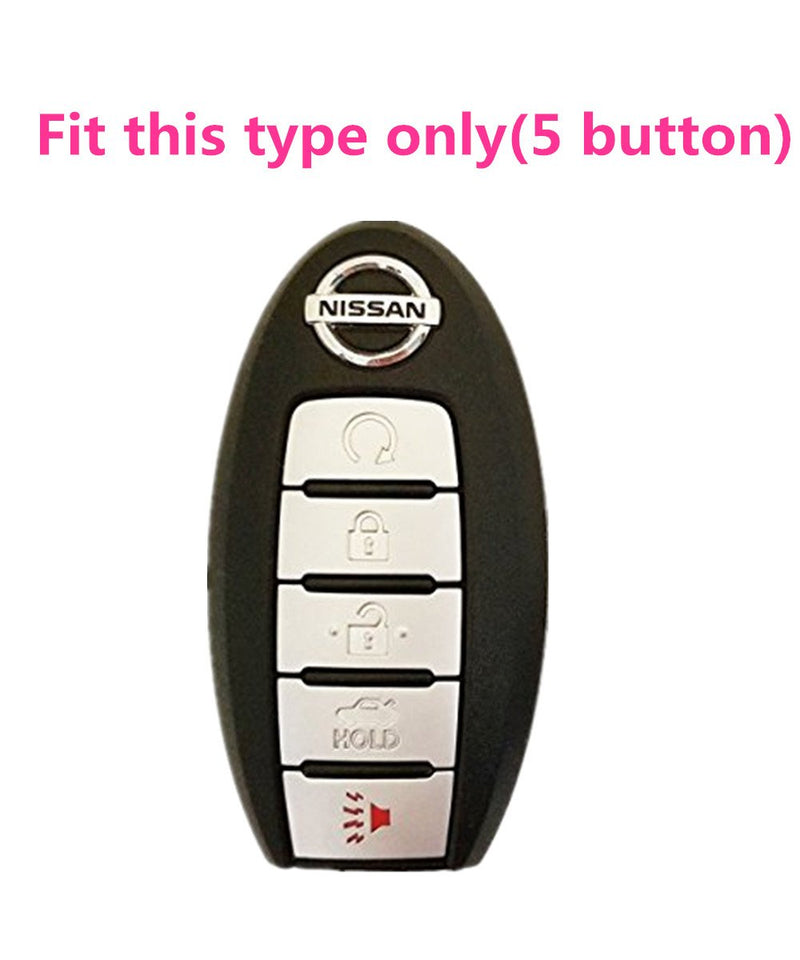  [AUSTRALIA] - KAWIHEN Silicone Smart Remote Key Fob Cover Protector For Nissan 5 button(PINK) 1