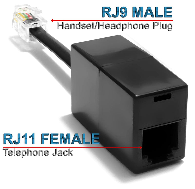  [AUSTRALIA] - AmzDeals (2 Pack) RJ11 to RJ9 Adapter, Female RJ11 (6P4C) Jack to Male RJ9 (4P4C) Plug