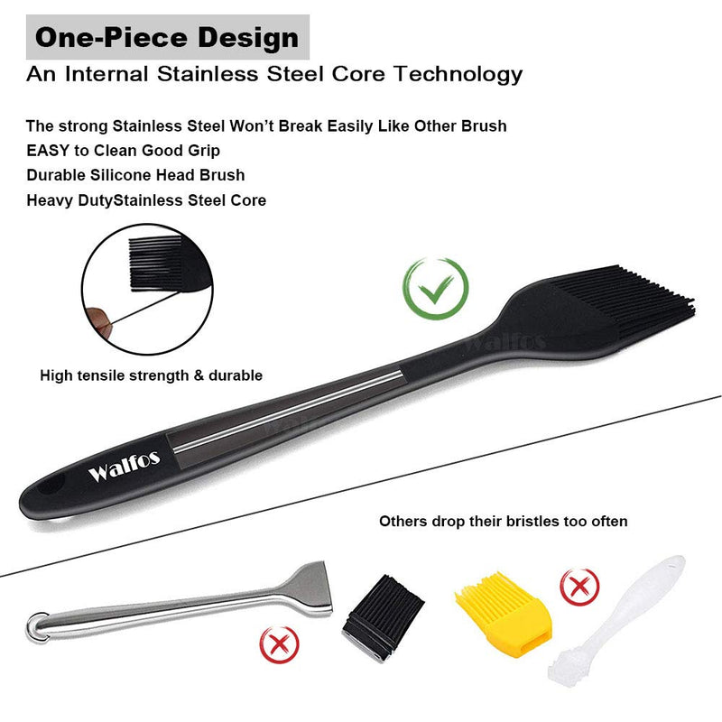  [AUSTRALIA] - Walfos Silicone Basting Pastry Brush, Heat Resistant Pastry Brush Set, Perfect for BBQ Grill Baking Kitchen Cooking, Strong Steel Core and One-Pieces Design, BPA Free and Dishwasher safe (10") 10in Brush