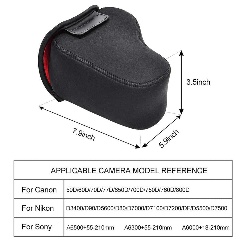  [AUSTRALIA] - CADeN DSLR SLR Camera Sleeve Case with Neoprene Protection, Compatible for Nikon, Canon, Pentax, Sony and More Black Large