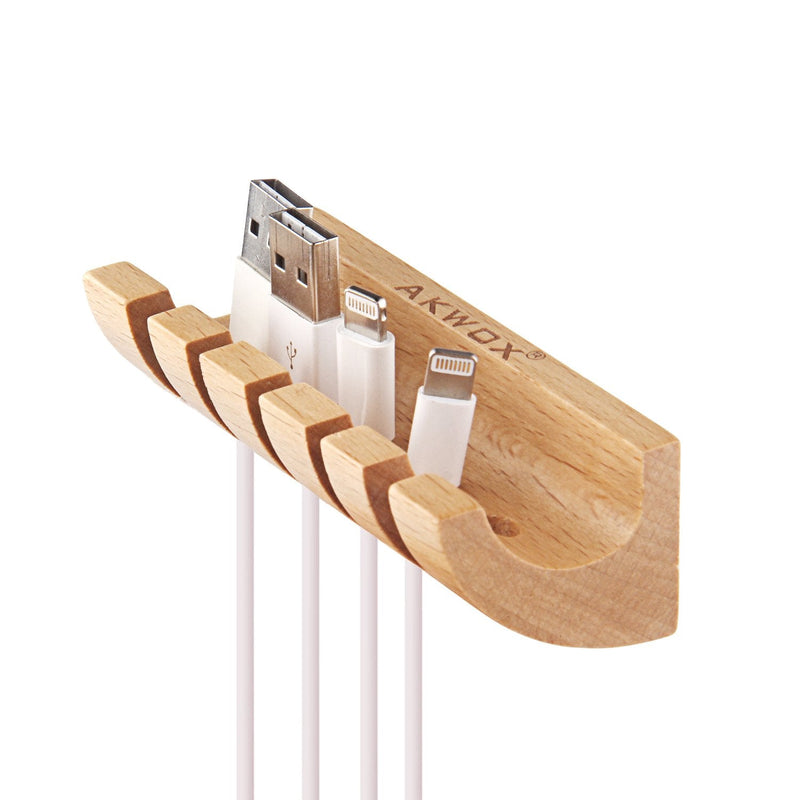  [AUSTRALIA] - Akwox Wooden Cable Organizer and Cord Management System Beech Wooden