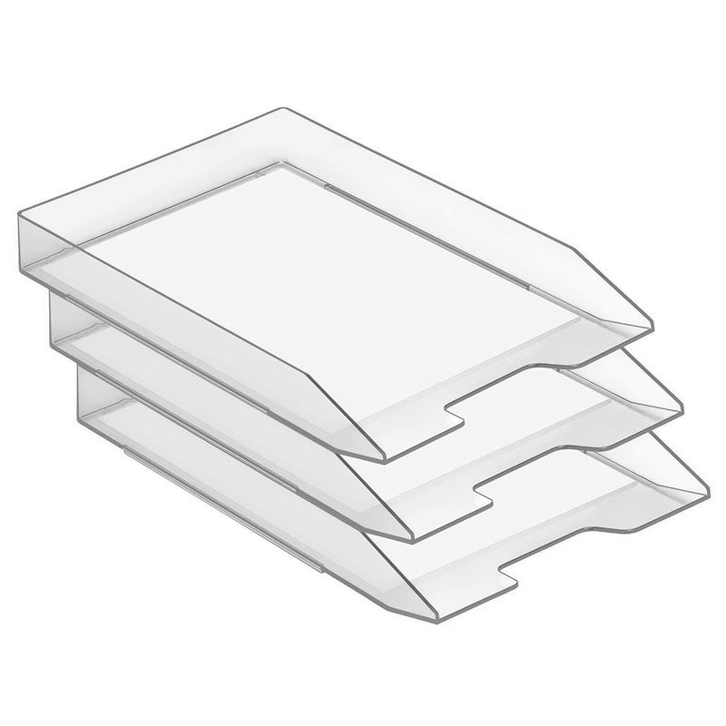 Acrimet Stackable Letter Tray Front Load Plastic Desktop File Organizer (Clear Crystal Color) (1 Unit) - LeoForward Australia