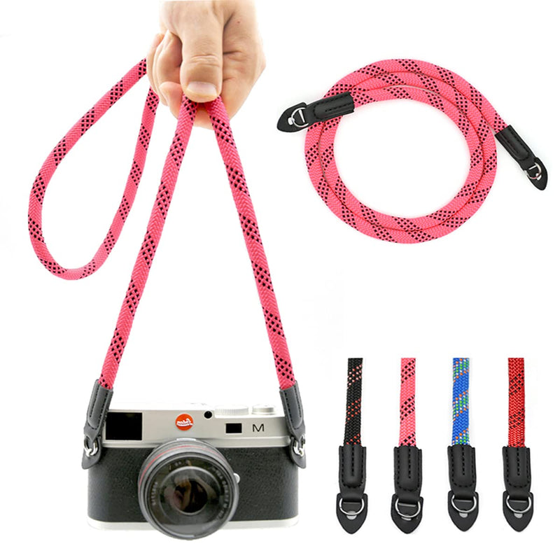  [AUSTRALIA] - Eorefo Camera Strap Vintage 100cm Nylon Climbing Rope Camera Neck Shoulder Strap for Micro Single and DSLR Camera (Pink) Pink