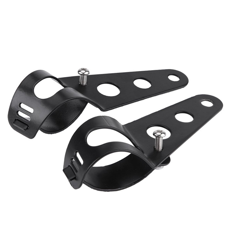  [AUSTRALIA] - 33-45mm Motorcycle Side Mount Headlight Clamp Brackets, Keenso Universal Headlight Mount Bracket Fork Tube Clamp Kit for Chopper Cafe Racer (Black) Black