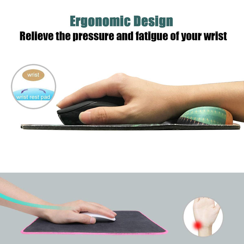 Ergonomic Mouse Pad with Wrist Support,Dooke Cute Wrist Pad with Non-Slip Rubber Base for Computer, Laptop, Home Office Gaming, Working, Easy Typing & Pain Relief Cactus Green/Black Cactus - LeoForward Australia