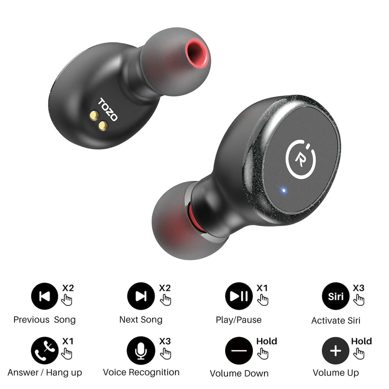  [AUSTRALIA] - TOZO T10 Bluetooth 5.0 Wireless Earbuds with Wireless Charging Case IPX8 Waterproof Stereo Headphones in Ear Built in Mic Headset Premium Sound with Deep Bass for Sport Black 1