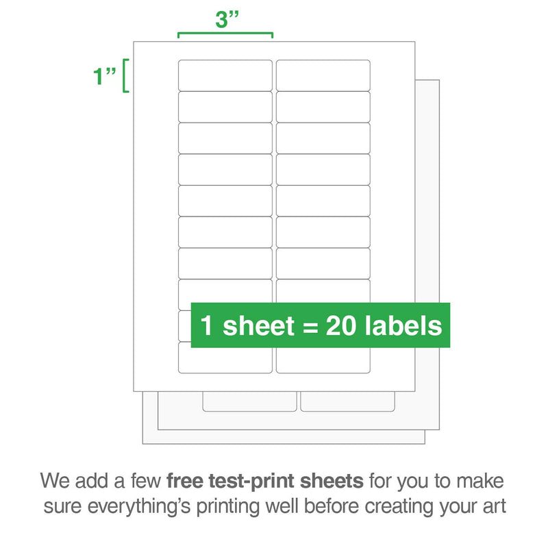 ChromaLabel 1 x 3 Inch Printable Labels, Compatible with Laser and Inkjet Printers, 20 Labels/Sheet, 50 Sheets, 1000 Pack - LeoForward Australia