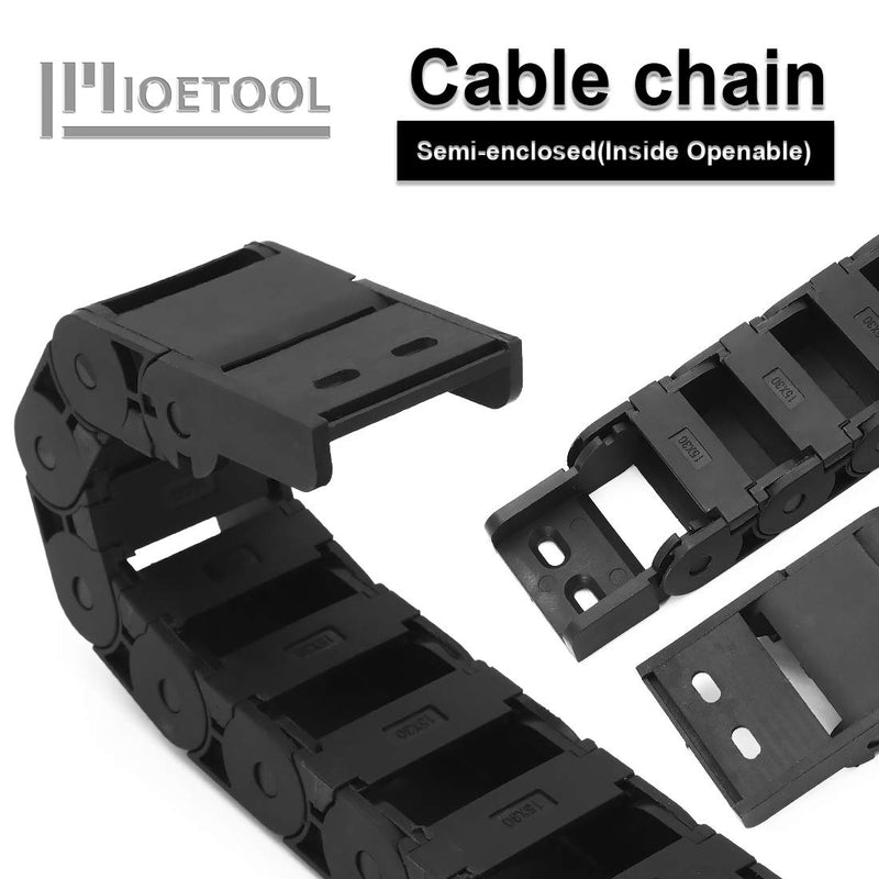  [AUSTRALIA] - LMioEtool R28/38 15mm x 30mm(Inner H x Inner W) Black Plastic Cable Wire Carrier Drag Chain 1M Length for CNC, with End Connectors - Semi Enclosed Type (Inner Side openable) 15*30B