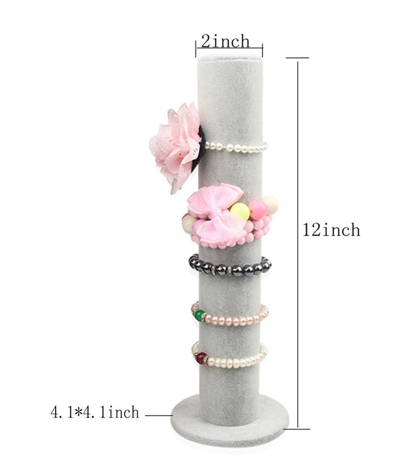  [AUSTRALIA] - Bocar Velvet Vertical Tower Jewelry Bracelet Display Stand Bangle T-Bar Display Holder (CTZ- Gray)