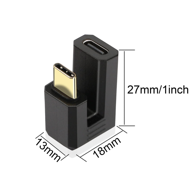 [AUSTRALIA] - GINTOOYUN U Shape USB 3.1 Type C 180 Degree Adapter, Type C Male to Female Extension Adapter, Support Audio Video 4K60hz Resolution 10Gbps Transmission, for Mobile Phone, Tablet, Laptop(2 Pack)