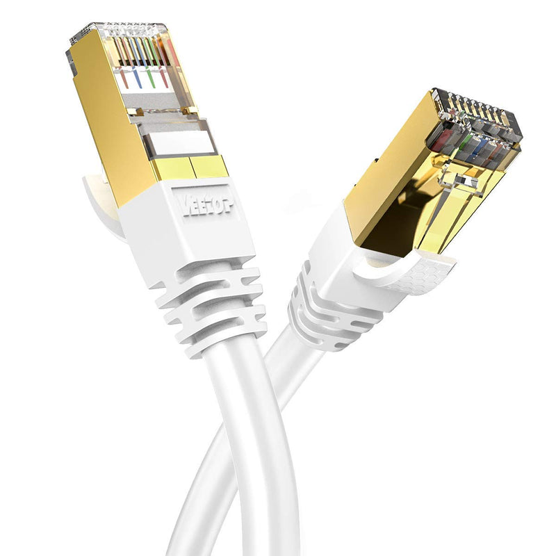  [AUSTRALIA] - Veetop 1m/3ft 6Pack CAT8 Ethernet Cable 40Gbps 2000Mhz High Speed Gigabit SFTP LAN Network Internet Cables with RJ45 Gold Plated Connector for Use of Smart Office Smart Home System 1m/3ft(6 Pack) White