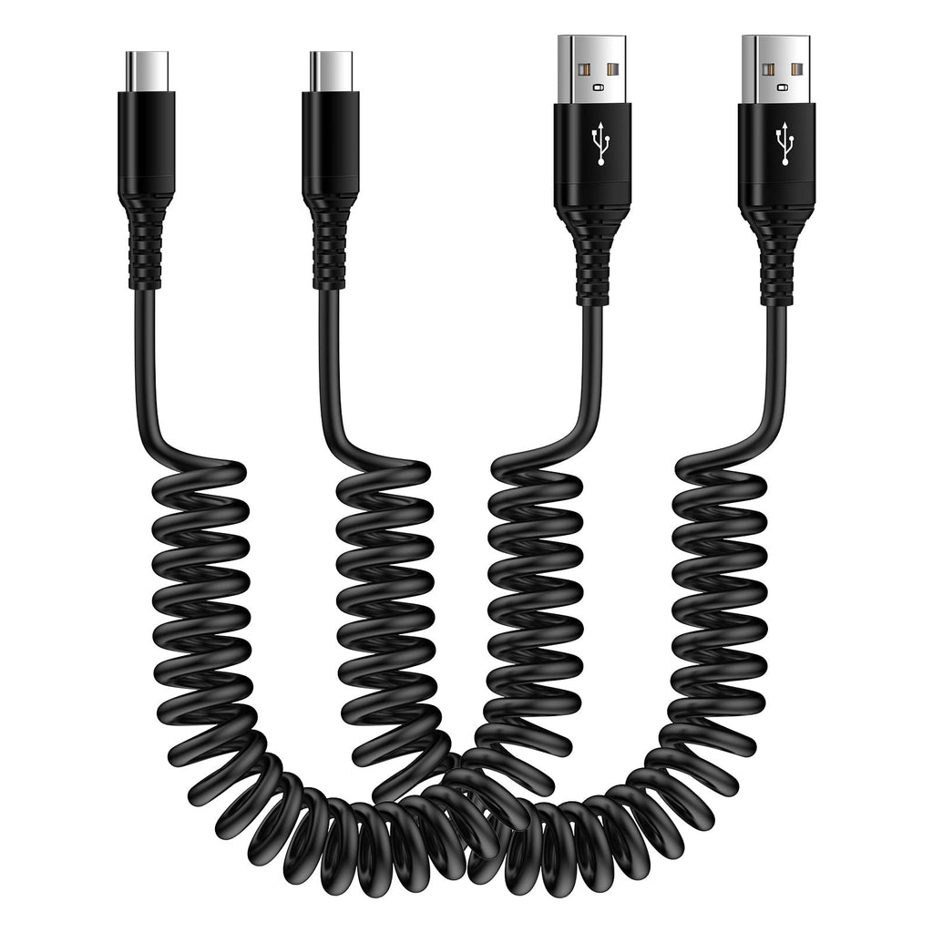  [AUSTRALIA] - USB C Cable Fast Charging Android Charger Type C Auto Coiled Retractable Phone Car Cord 2 Pack 3ft 6ft for Google Pixel 7a 7 Pro Samsung Galaxy A54 A14 A13 5G A53 S23 S22 S21 S20 A03s A23 A12 A32 A24