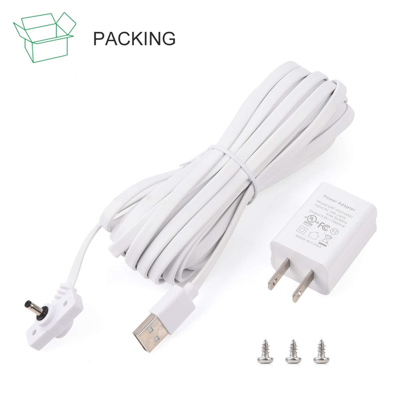  [AUSTRALIA] - Power Adapter for Ring Spotlight Cam Battery, with 25Ft/7.5m Weatherproof Outdoor Cable to Continuously Charge Your Home Security Camera, No Need to Change The Batteries(White) White