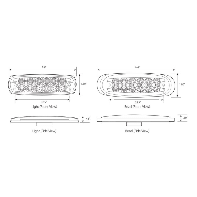  [AUSTRALIA] - Grand General 78565 Amber Rectangular Spyder 12-LED Marker and Clearance Sealed Light with Stainless Steel Rim Amber/Amber w/S.S Bezel