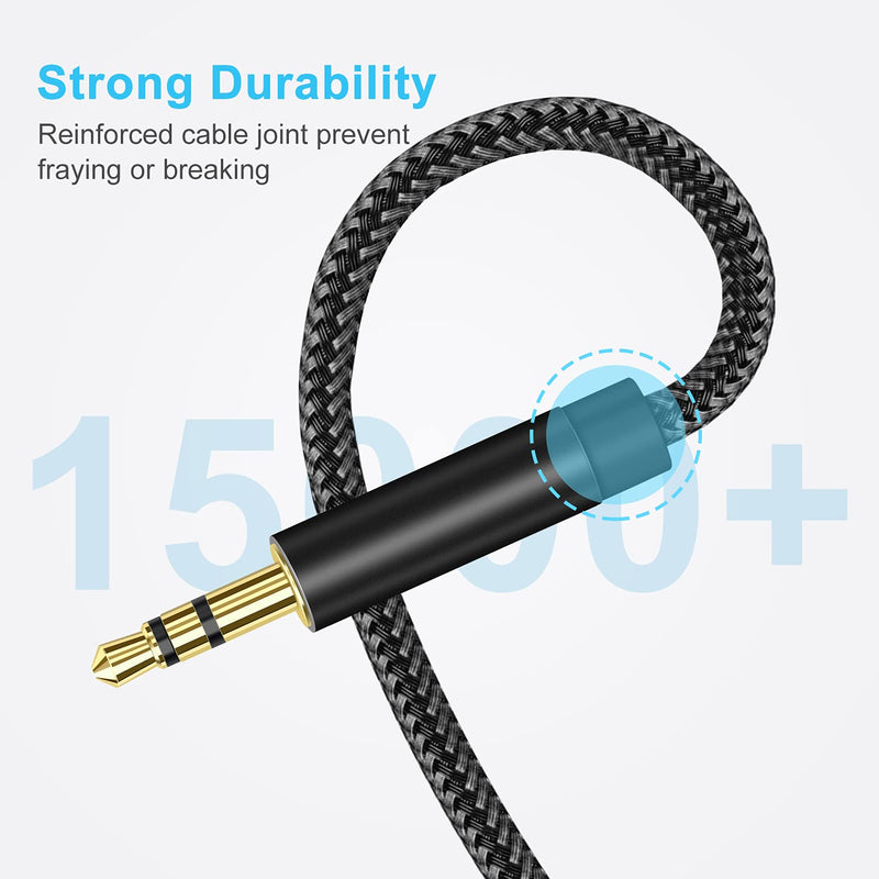 3.5mm Aux Cable WFVODVER Auxiliary Audio Cable Male to Male Nylon Braided 10 ft/3m Hi-Fi Sound Long Aux Cord for Car, Headphone, Home Stereos, Speaker, iPhones, iPods, Computor and More (Black) - LeoForward Australia