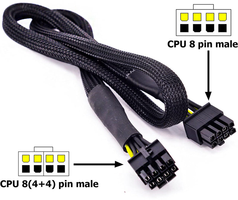  [AUSTRALIA] - TeamProfitcom CPU 8 Pin Male to CPU 8(4+4) Pin Male EPS-12V Motherboard Power Adapter Cable for EVGA Modular Power Supply (NOT PCI-e - NOT GPU VGA Cable !!!) 32 inches