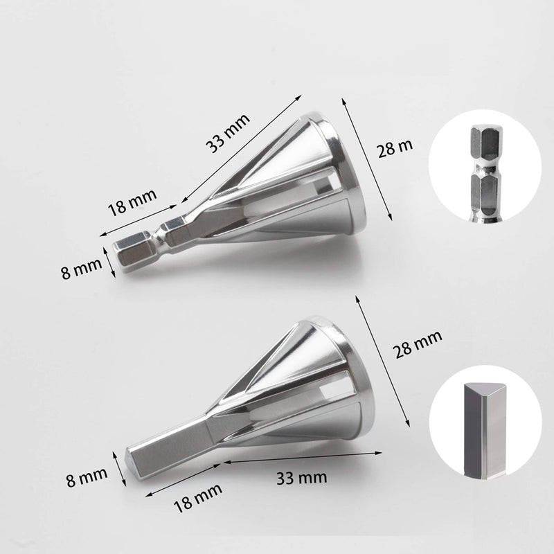 2 pcs Deburring External Chamfer Tool, Deburring Tool Hard High Speed Stainless Steel Remove Burr Quickly Repairs Tools for Drill Bit Triangle Shank and Hexagon Shank External Chamfer 1 Triangle + 1 Hexagon Shank - LeoForward Australia