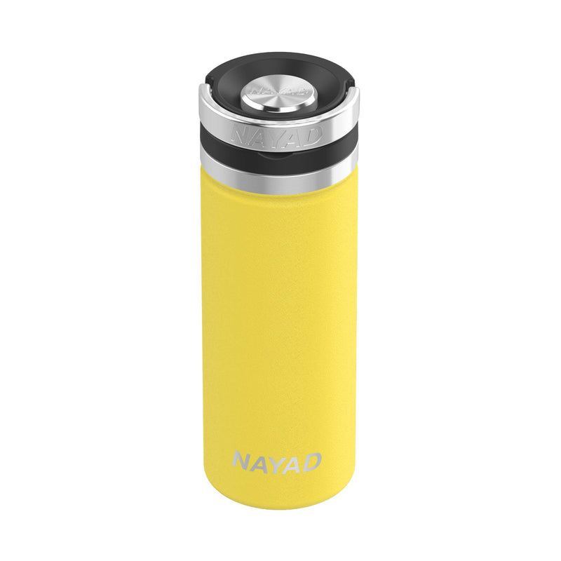  [AUSTRALIA] - Nayad Roamer Stainless Steel Vacuum Insulated Thermos Bottle, Automotive Cup Holder Compatible Travel Coffee Mug Water Bottle with Lid for Iced Cold/Hot Drinks (18 oz, Neon Yellow) 18 oz