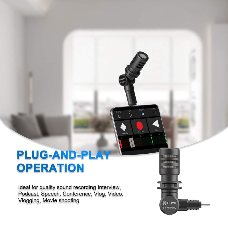  [AUSTRALIA] - BOYA BY-M100UC Miniature Plug&Play Omnidirectional Condenser Microphone for Android Samsung Huawei Devices