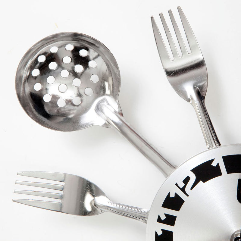 Bits and Pieces - Contemporary Kitchen Utensil Clock-Silver-Toned Forks, Spoons, Spatulas Wall Clock - Kitchen Décor, Unique Fun Gift - LeoForward Australia