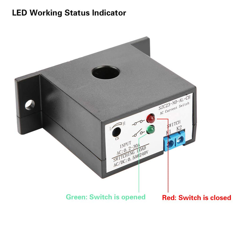 Current Sensing Switch, Normally Open Current Sensing Relay Adjustable AC 0.2A -30A (SZC23-NO-AL-CH Model) - LeoForward Australia