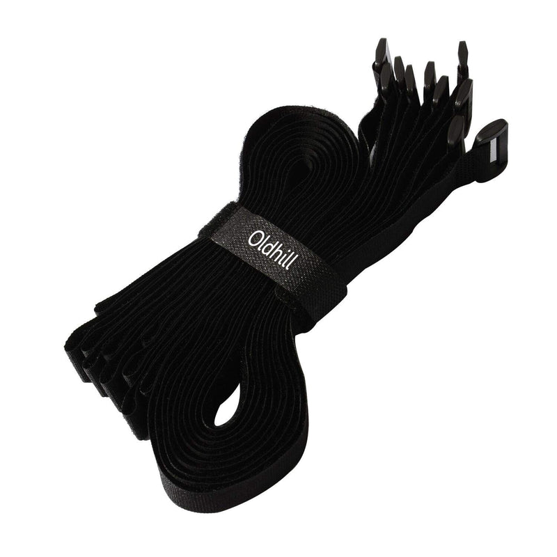  [AUSTRALIA] - Oldhill Hook and Loop Cinch Straps Adjustable and Reusable - 10 Pack (24" x 1", Black) 24" x 1"