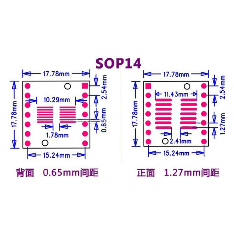  [AUSTRALIA] - uxcell SSOP 14PIN 0.65 / SOP 14PIN 1.27 to DIP Adapter PCB Board SMD Converter 50pcs