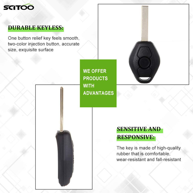 SCITOO Keyless Entry Remote Control Car Key Fob fit for BMW E85 E86 E83 X3 E38 E46 E60 E61 E36 315MHz 6955750 1pc 3 Buttons black - LeoForward Australia