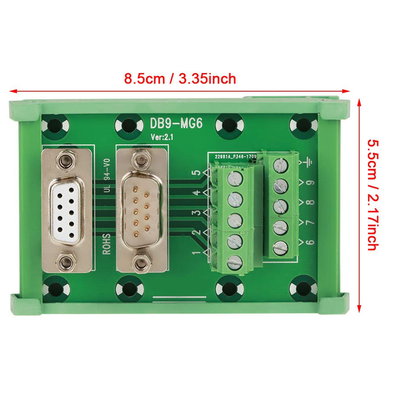  [AUSTRALIA] - Nikou DB9-MG6 DB9 Breakout Board, DIN Rail Mount DB9 Interface Module Male/Female DB9