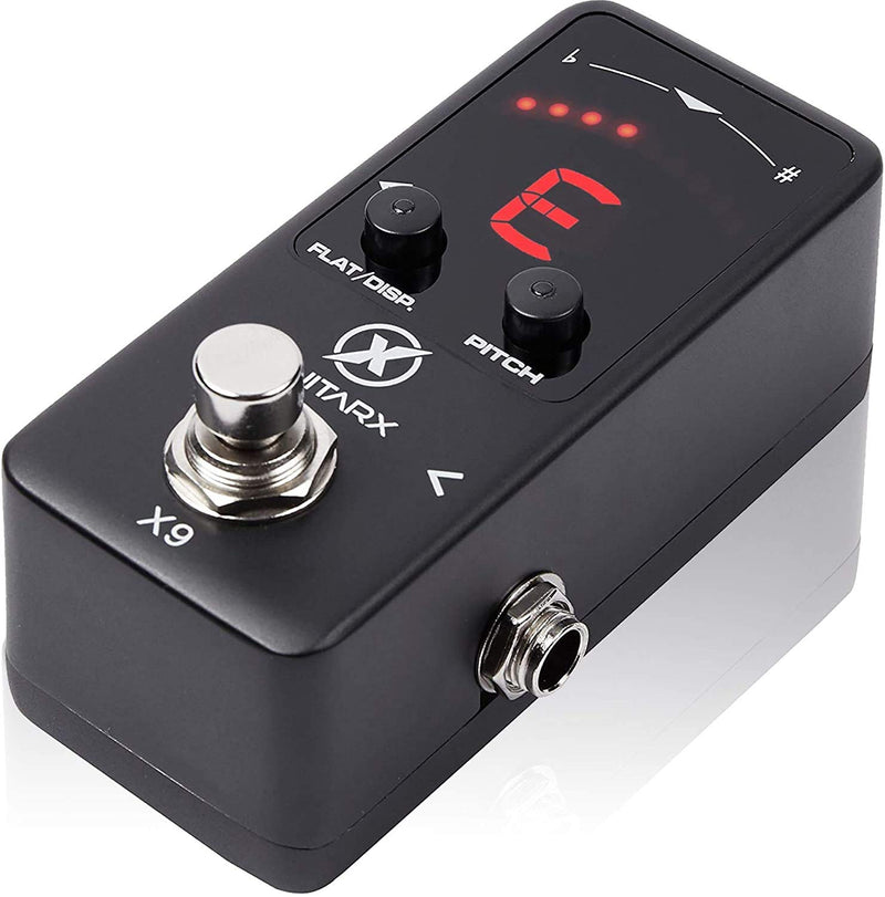 GUITARX X9 - Guitar Pedal Tuner Mini - True Bypass Chromatic Tuner Pedal with Pitch Calibration and Flat Tuning - Pedal Tuner Bass - Power Supply Not Included - LeoForward Australia